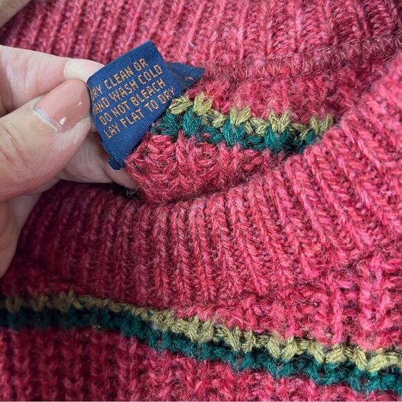 Vintage Men’s Lake Harmony Rowing Club Wool Blend Sweater | Cranberry Stripe | L - Picture 10 of 11